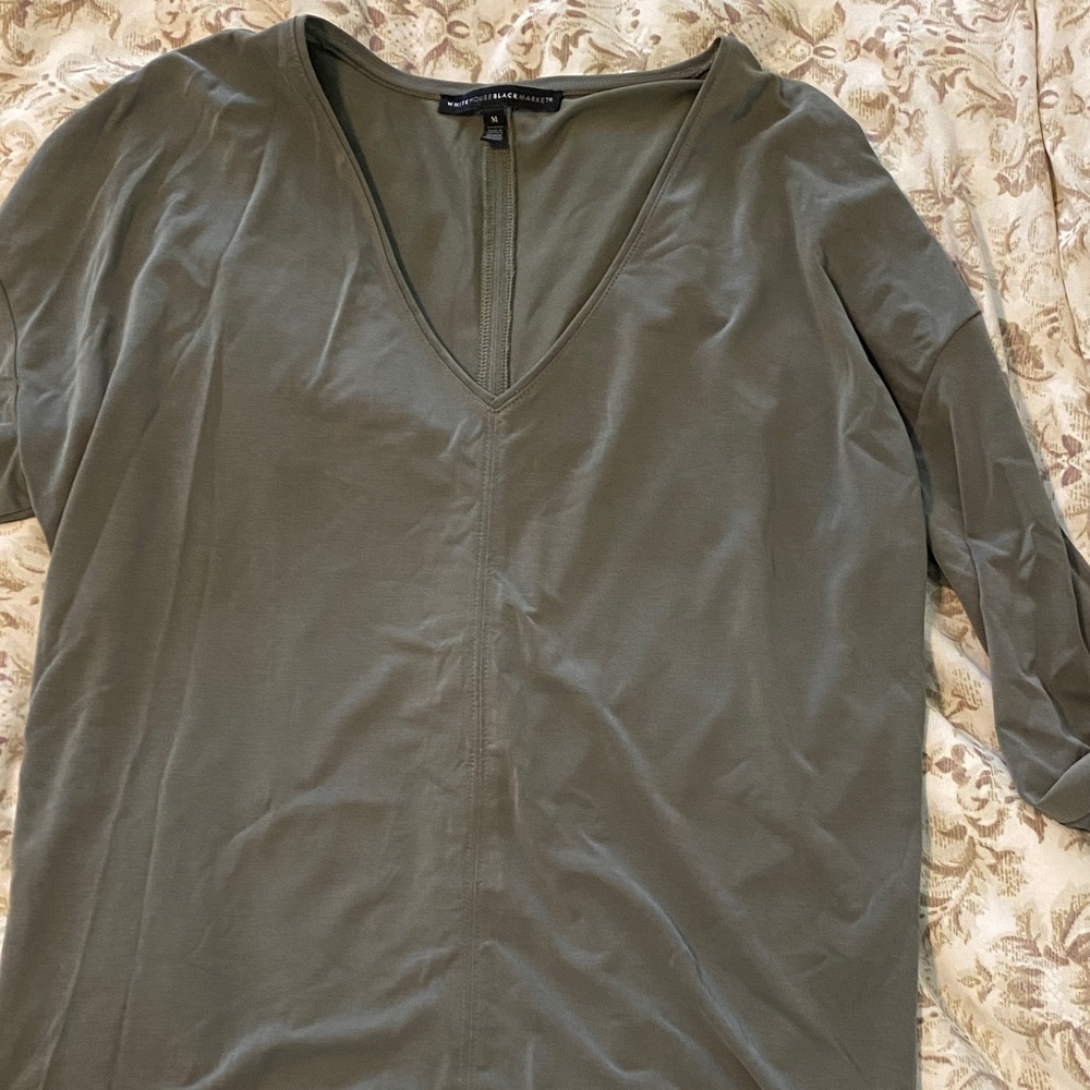 Banana Republic Deep Olive V-Neck Blouse
